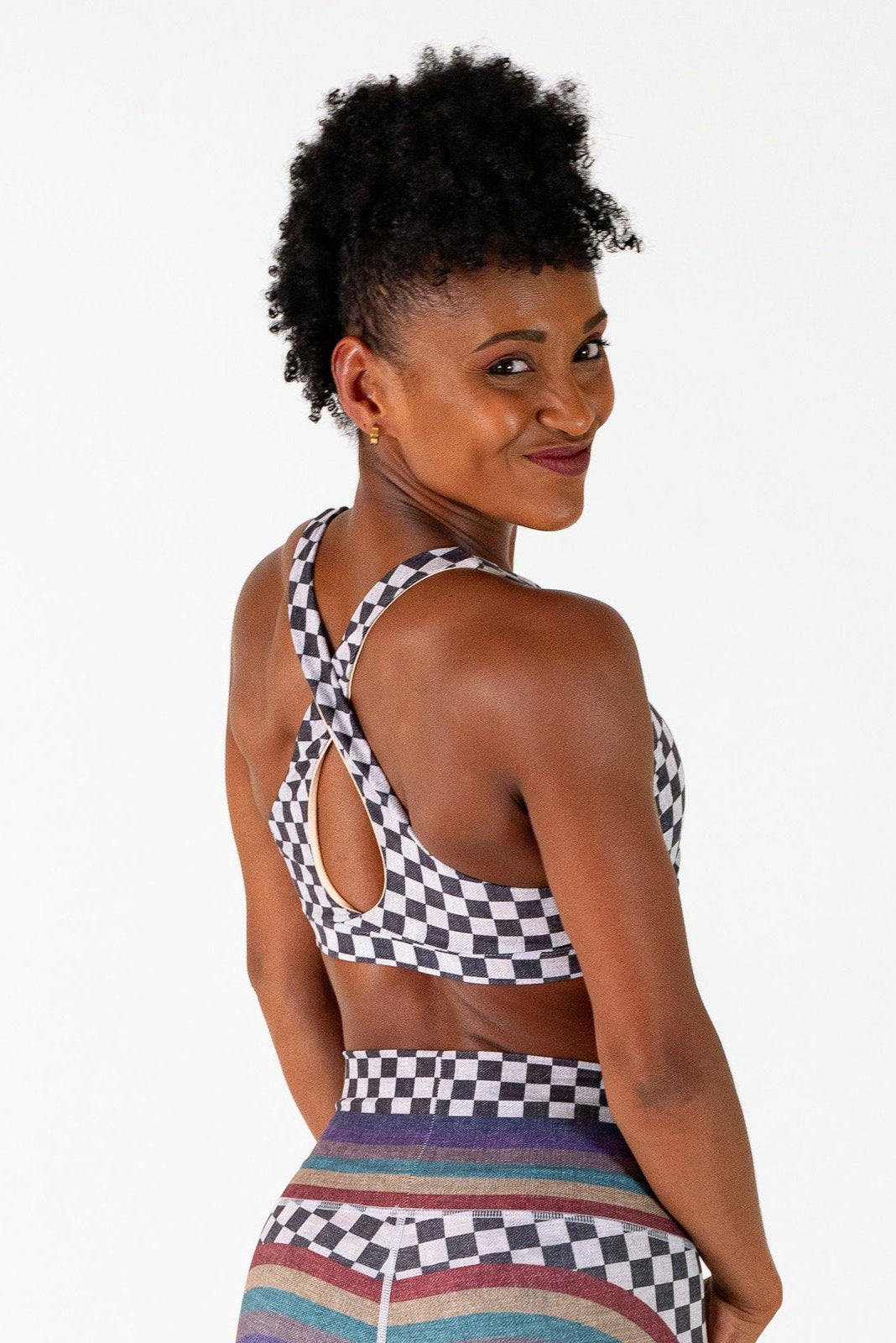 Checkered fashion sports bra